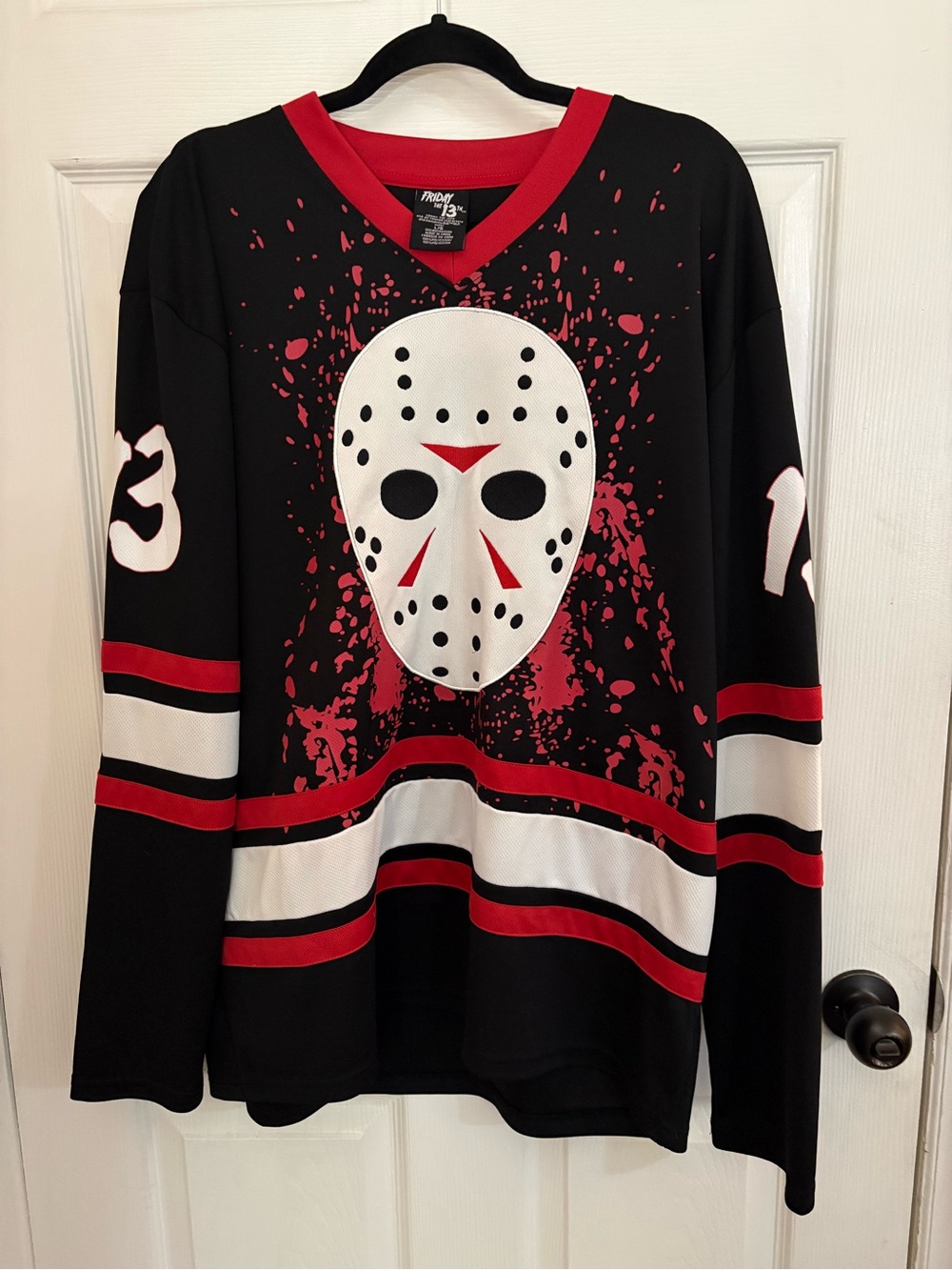 Friday the Thirteenth Jason Jersey in Black, Red & White